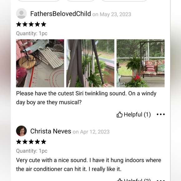 Wind Chimes Indoor Outdoor, Natural wood Wind Chimes 12 Aluminum tubes 23" - Picture 5 of 5